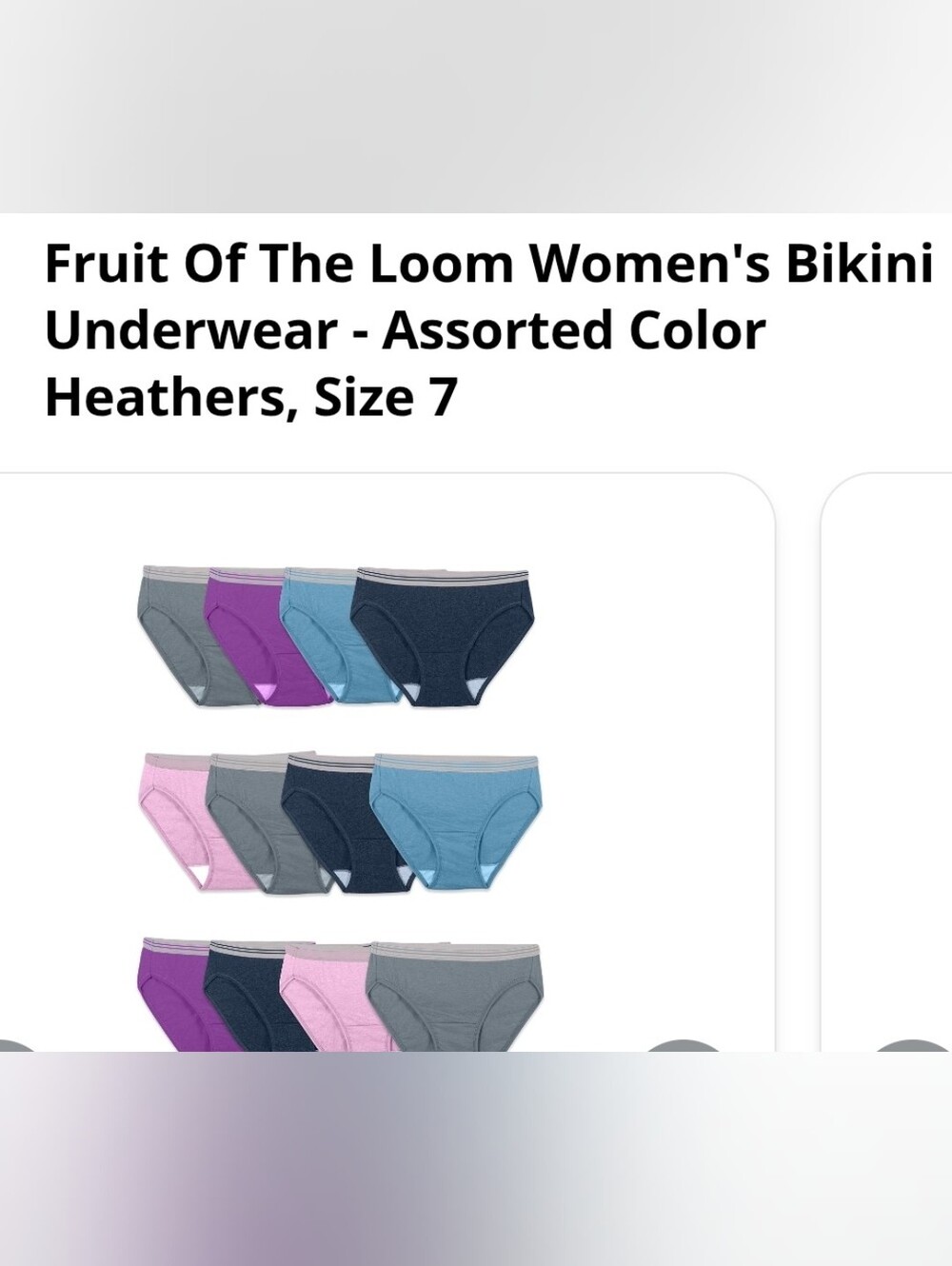 Fruit of the Loom Women's Bikini Briefs - Blue, Gray, Purple, Pink